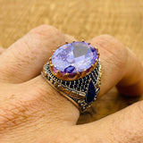 Men’s Oval Amethyst Ottoman Ring - TryAladdin