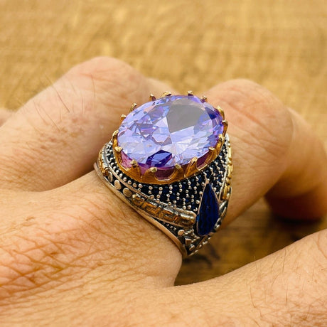 Men’s Oval Amethyst Ottoman Ring - TryAladdin