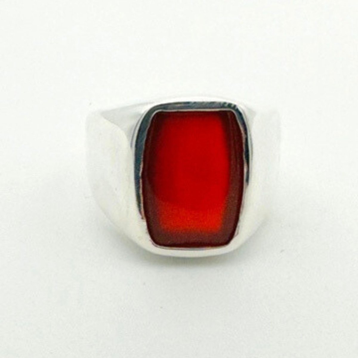 Men's Red Agate Gemstone Silver Ring - TryAladdin