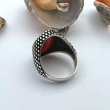 Men's Red Agate Stone Jewelry Ring - TryAladdin