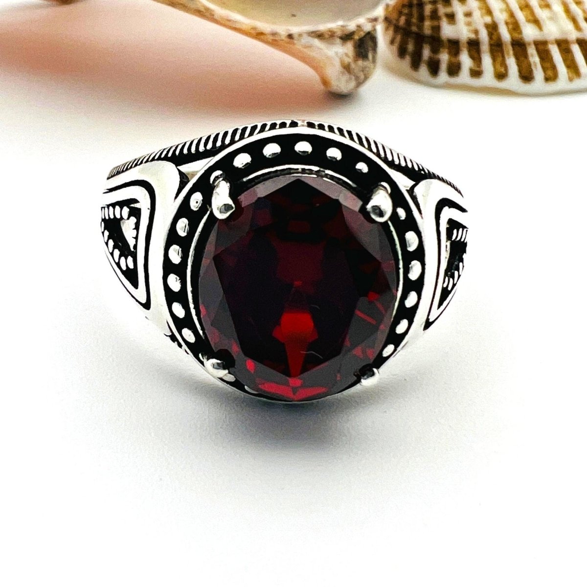 Men's Red Ruby Stone Ring - TryAladdin