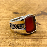 Men's Red Square Agate Ring - TryAladdin