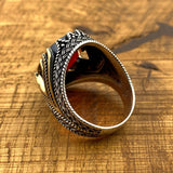 Men's Red Stone Crown Ring - TryAladdin