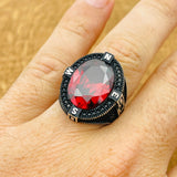 Men's Ruby Compass Silver Ring - TryAladdin