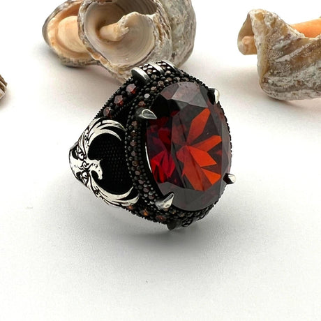 Men's Ruby Eagle Ottoman Ring - TryAladdin