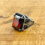 Men's Ruby Silver Ring - TryAladdin