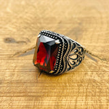 Men's Ruby Silver Ring - TryAladdin