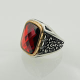 Men's Ruby Stone Silver Ring - TryAladdin