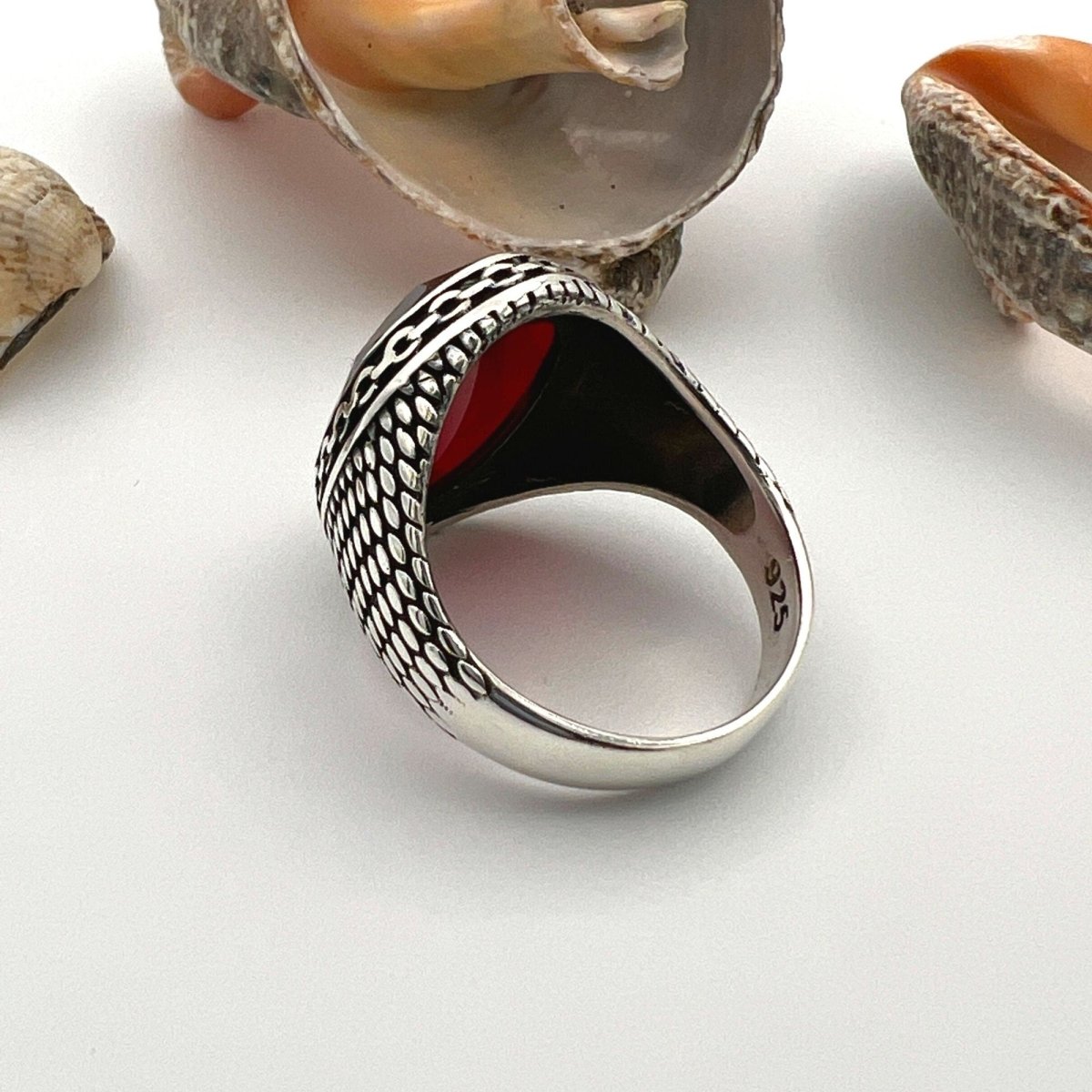 Men's Ruby Stone Silver Ring - TryAladdin