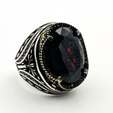 Men's Ruby Stone Silver Ring - TryAladdin