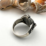 Men's Silver Agate Stone Compass Ring - TryAladdin