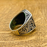 Men's Silver Ring with Green Zircon Stone - TryAladdin