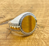 Men's Tiger's Eye Silver Ring - TryAladdin