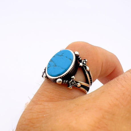 Men's Turkish Black Onyx Handmade Silver Ring - TryAladdin