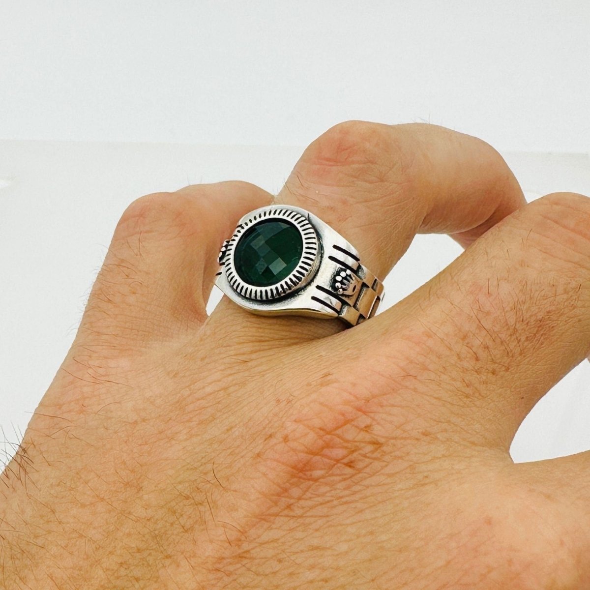 Men's Turkish Turquoise Square Silver Ring - TryAladdin