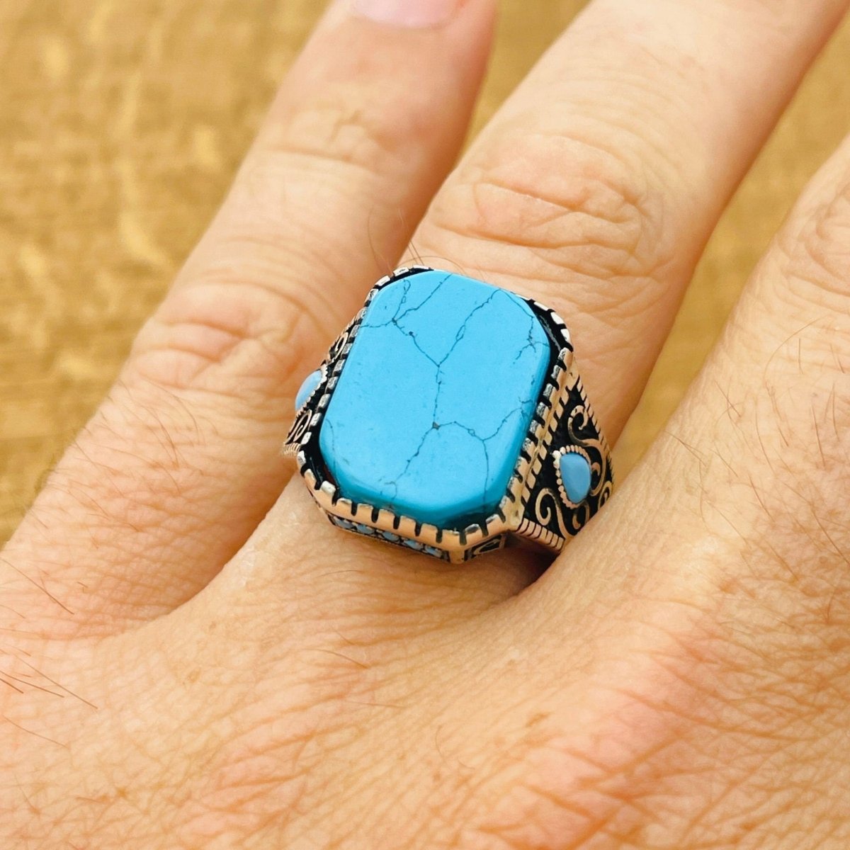 Men's Turquoise Silver Ring - TryAladdin