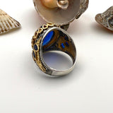 Men's Yemeni Aqeeq Stone Blue Agate Ring - TryAladdin