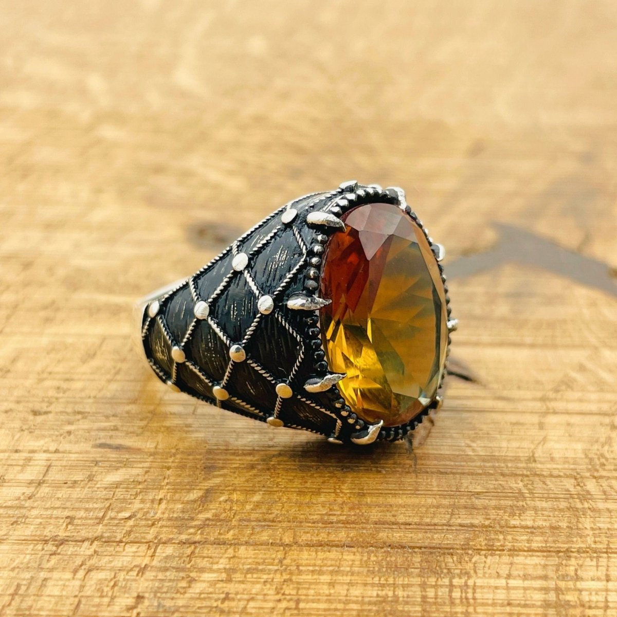 Multi - Color Zultanite Stone Ottoman Men's Ring - TryAladdin