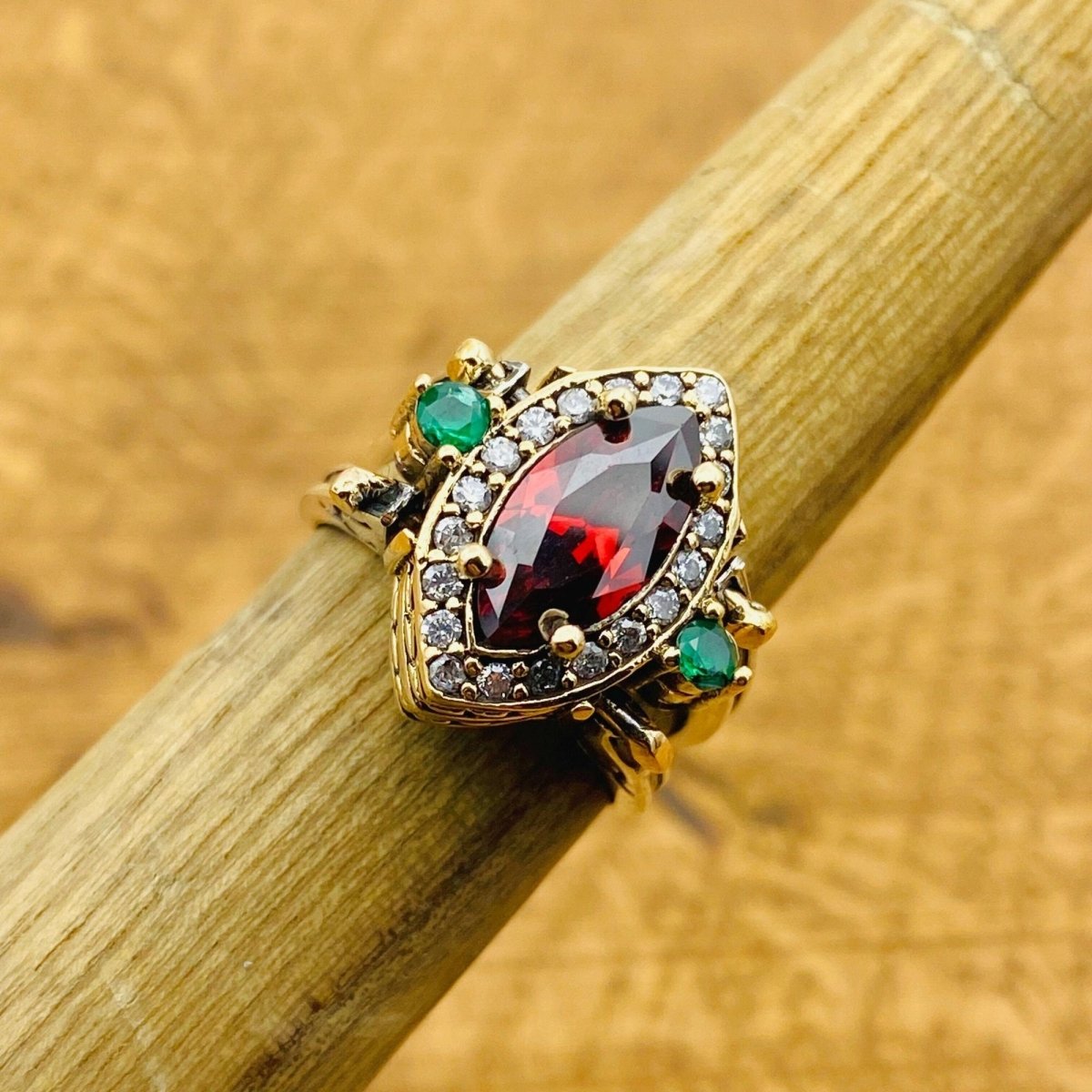 Multi Stone Ring, Blue Sapphire & Red Ruby - TryAladdin