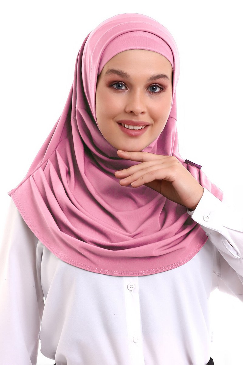 Neon Pink Adult Bonnet Hijab Ready to Wear Practical Scarf - TryAladdin