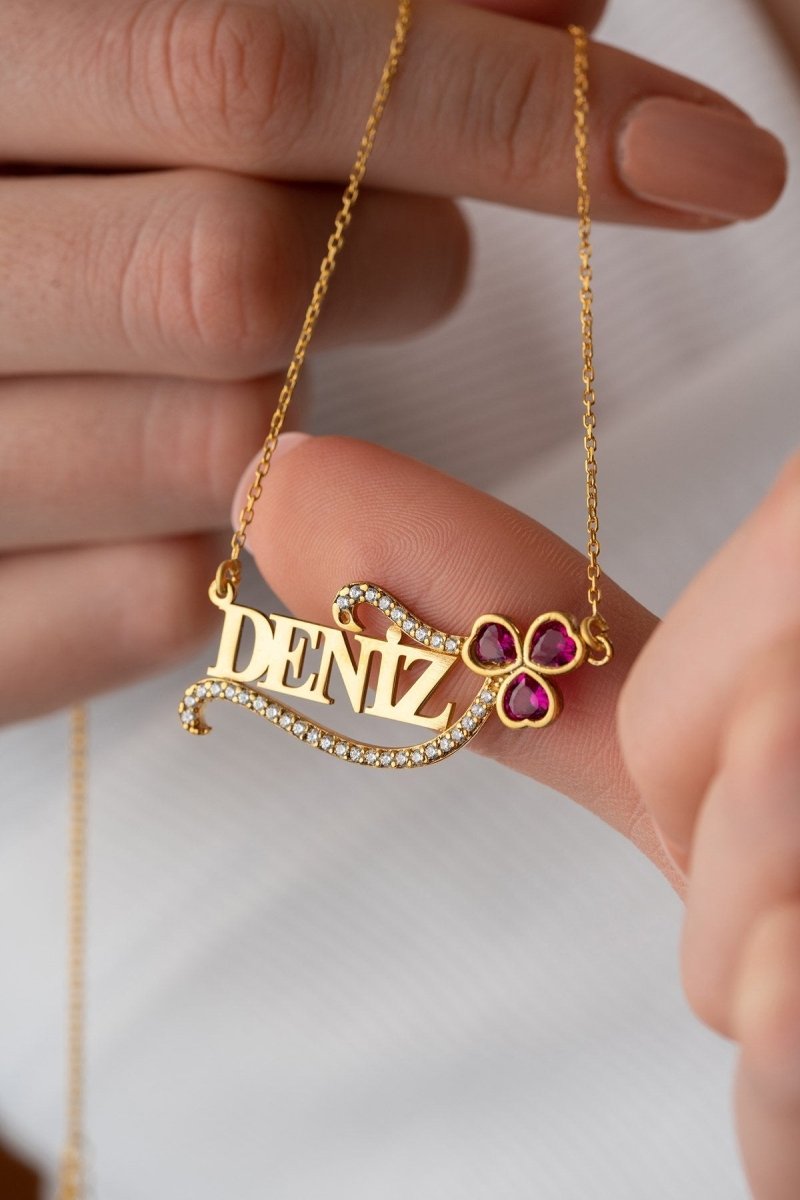 Nereze | Personalized Red Heart Detailed Necklace - TryAladdin