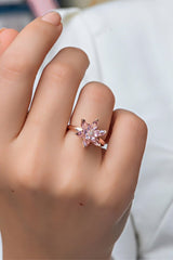 Nereze | Pink Stone Lotus Flower Adjustable Size Ring - TryAladdin