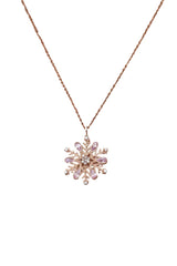 Nereze | Rose Plated Snowflake Necklace with Pink Stone - TryAladdin