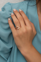 Nereze | Size Rose Hugging Hands Silver Adjustable Size Ring - TryAladdin