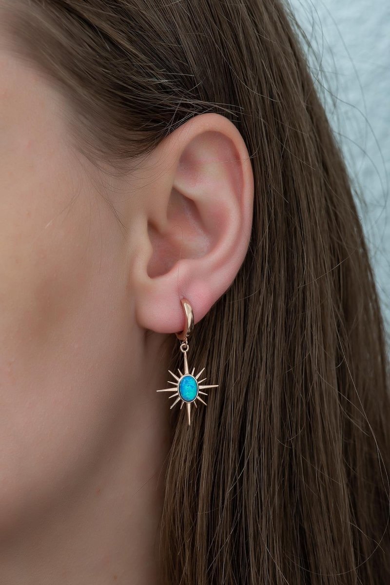 Nereze | Opal Stone Pole Star Earrings - TryAladdin