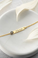 Nereze | Personalized Figaro Chain Nazar Evil Eye Baby Bracelet - TryAladdin