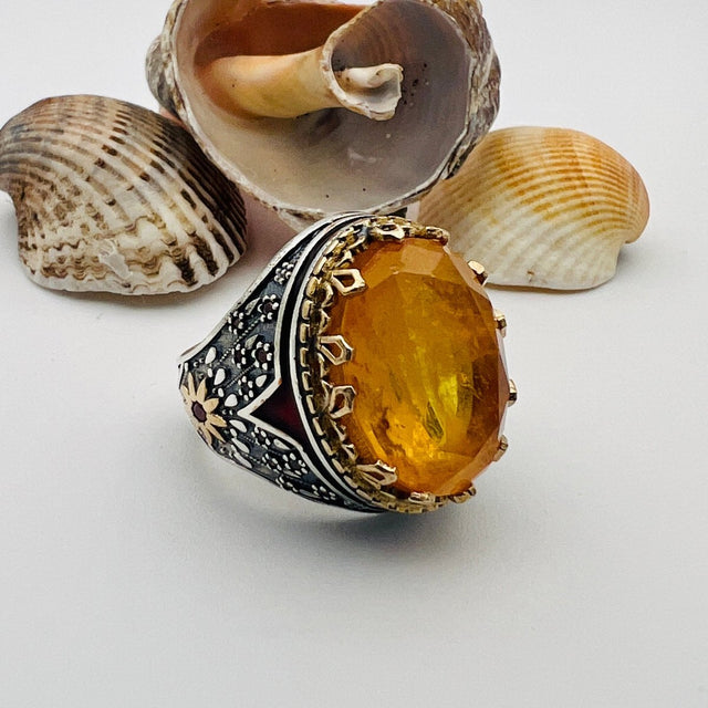 Orange Tourmaline Men's Ring - TryAladdin