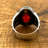 Oval Red Zircon Ottoman Style Ring - TryAladdin