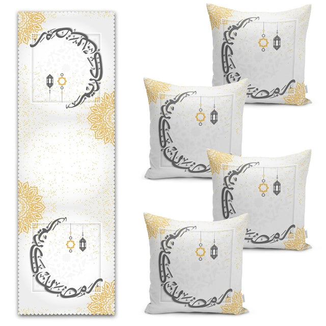 Ramadan Kareem Specially Designed Runner and Cushion Pillow Cover Set - TryAladdin