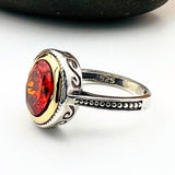 Red Ruby Oval Stone Women's Ring - TryAladdin