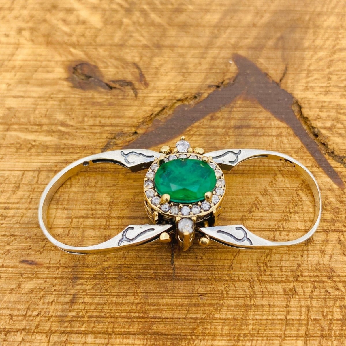 Reversible Ring, Aqua - Emerald Oval Stone - TryAladdin