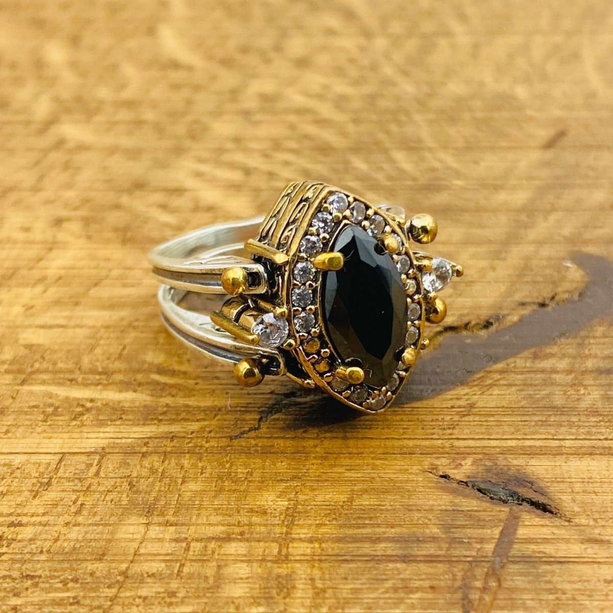 Reversible Ring, Citrine - Onyx Stone - TryAladdin