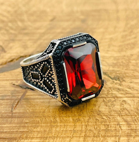 Ruby Stone Silver Ring - TryAladdin