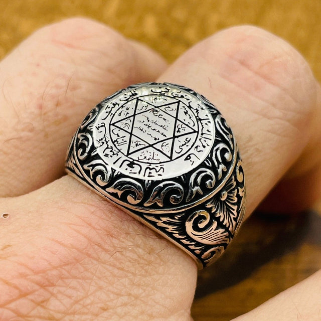 Seal Of Solomon Silver Men's Ring - TryAladdin