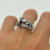 Sleek Men's Motorcycle Silver Ring - TryAladdin