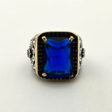 Square Blue Sapphire Stone Ring - TryAladdin