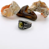 Square Yellow Amber Silver Ring - TryAladdin