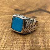 Sterling Silver 925 Handmade Turquoise Men's Ring - TryAladdin