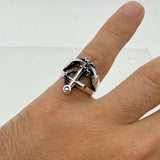 Stylish Men's Anchor Silver Ring - TryAladdin