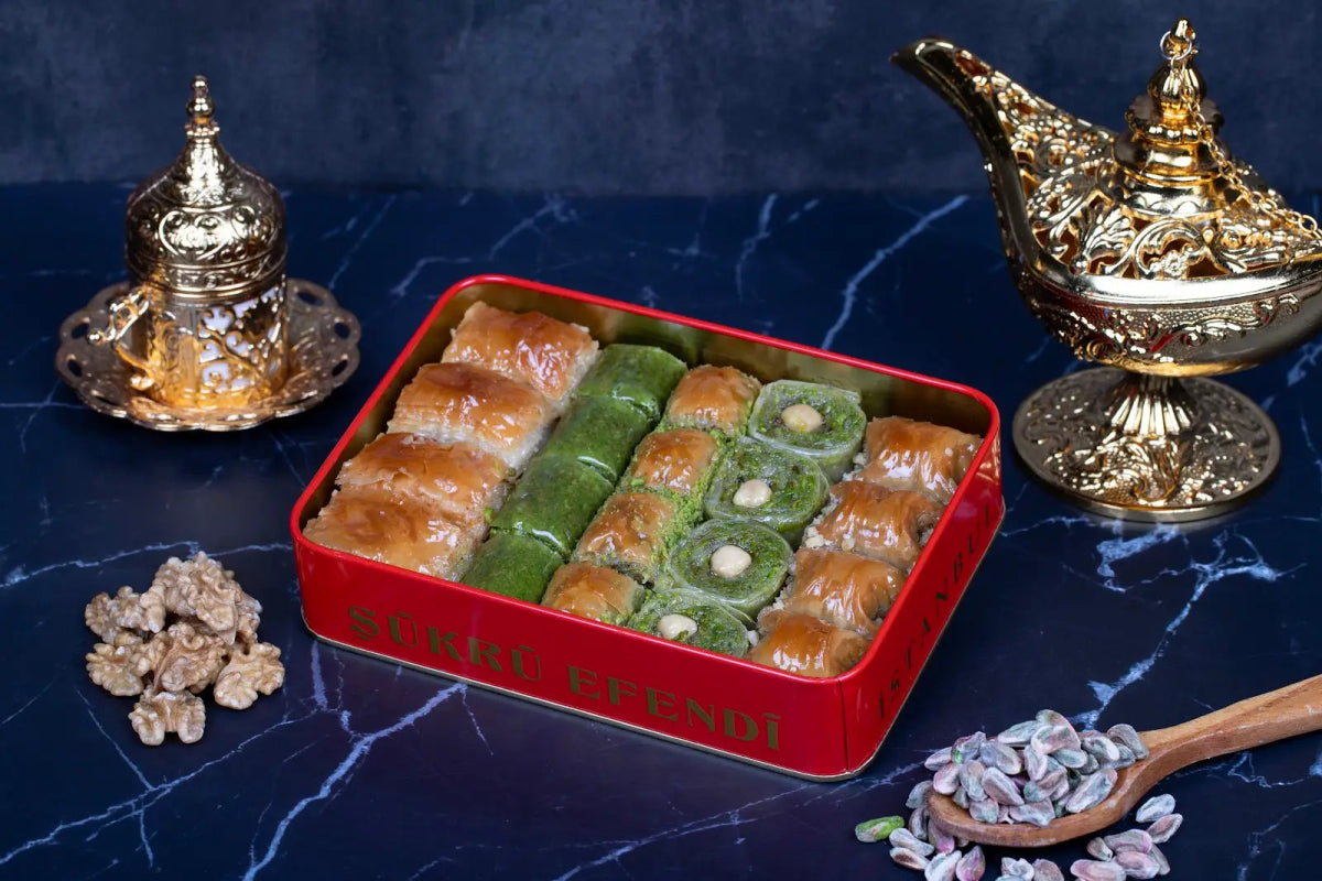 Sukru Efendi 1935 | Assorted Turkish Baklava with Pistachio and Walnut in Gift Metal Box - TryAladdin