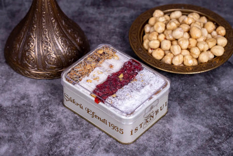 Sukru Efendi 1935 | Mix Turkish Delight with Pistachio and Hazelnut in Gift Metal Box - TryAladdin