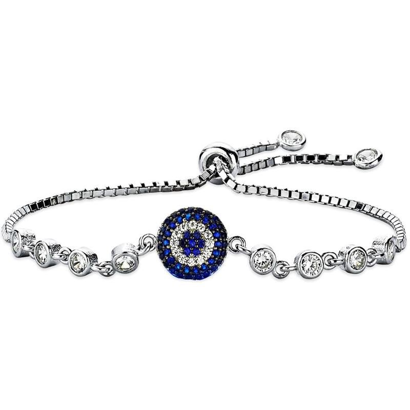 Taki | Nazar Beaded Silver Bracelet with Flexible Lock with Evil Eye Bead Stone - TryAladdin