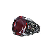 Tesbihevim | Chain Series Men's Silver Ring with Zircon Stone - TryAladdin