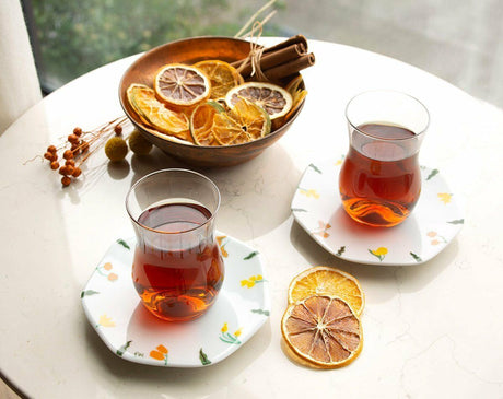 Tradational Turkish Tea Set - Mislina Mimosa Tea Set of 6 - TryAladdin