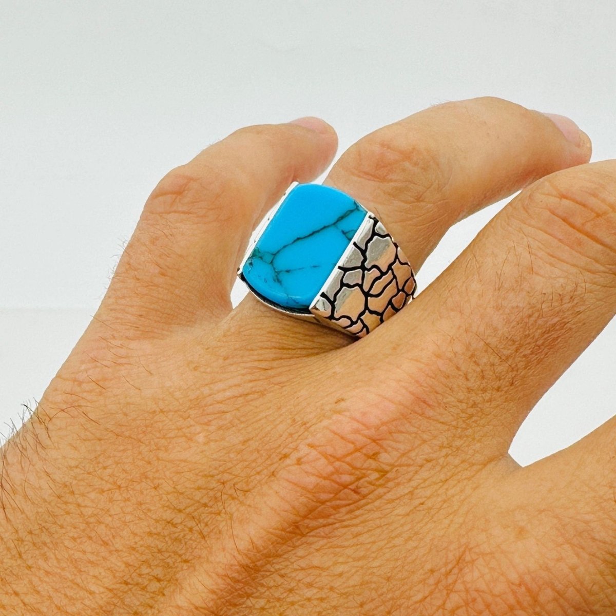 Turquoise Men's Natural Stone Ring - TryAladdin