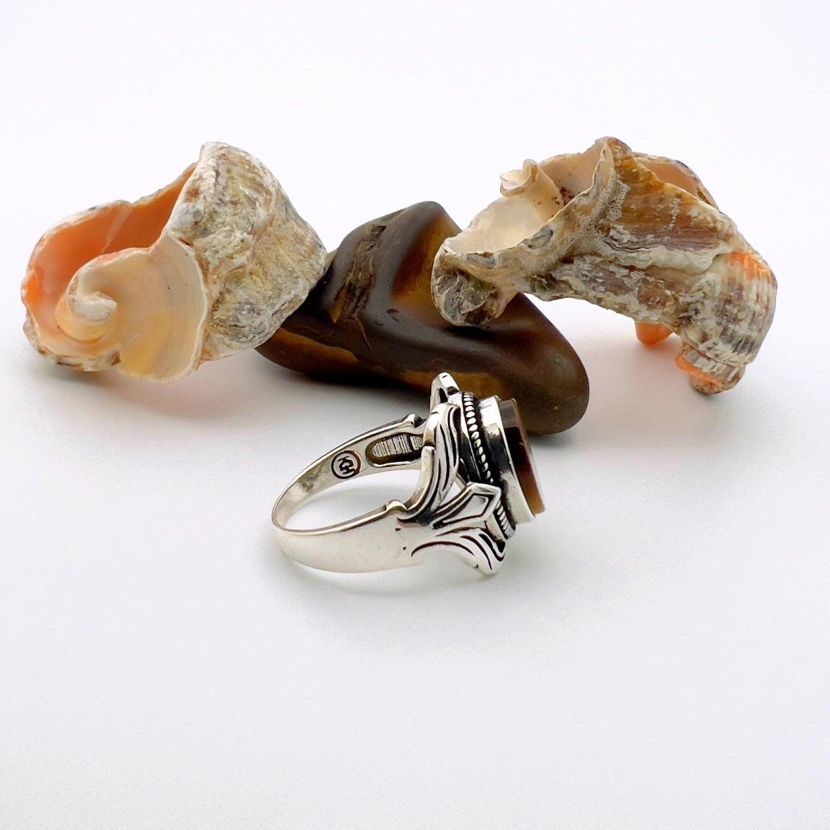 Unisex Tiger's Eye Silver Ring - TryAladdin